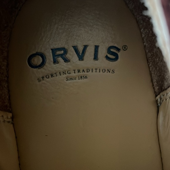 Orvis suede loafers. Ruddy brown with green. - Picture 2 of 6